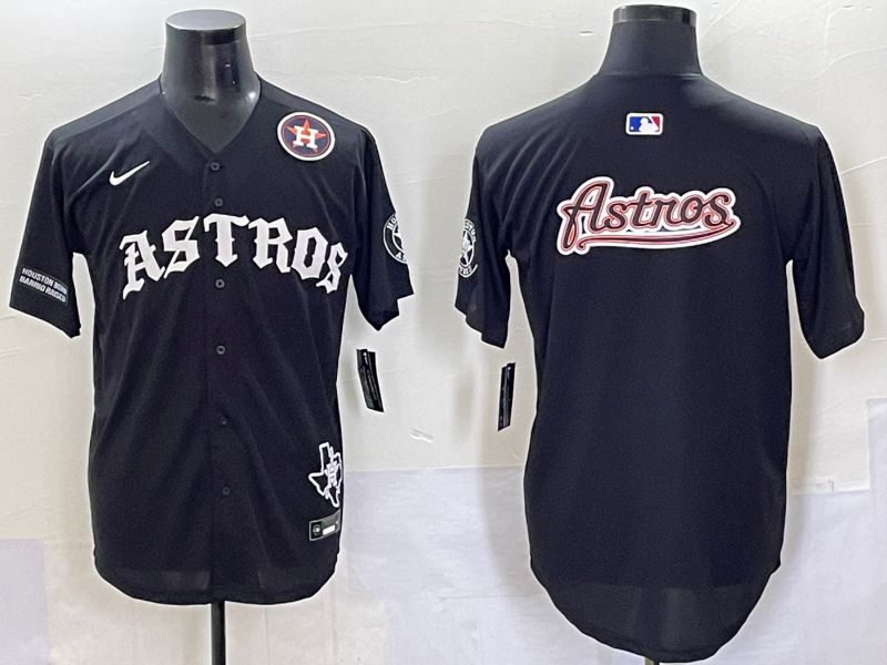 Men 2025 Houston Astros Blank Black Seven generations Joint Name Nike MLB Jersey style 23->houston astros->MLB Jersey